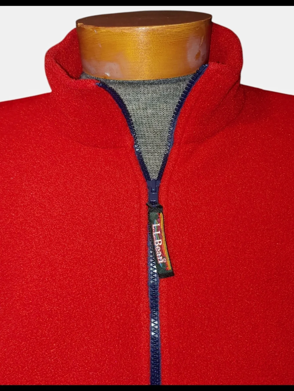L.L. Bean Red Fleece Vest with Navy Trim - Picture 2 of 5